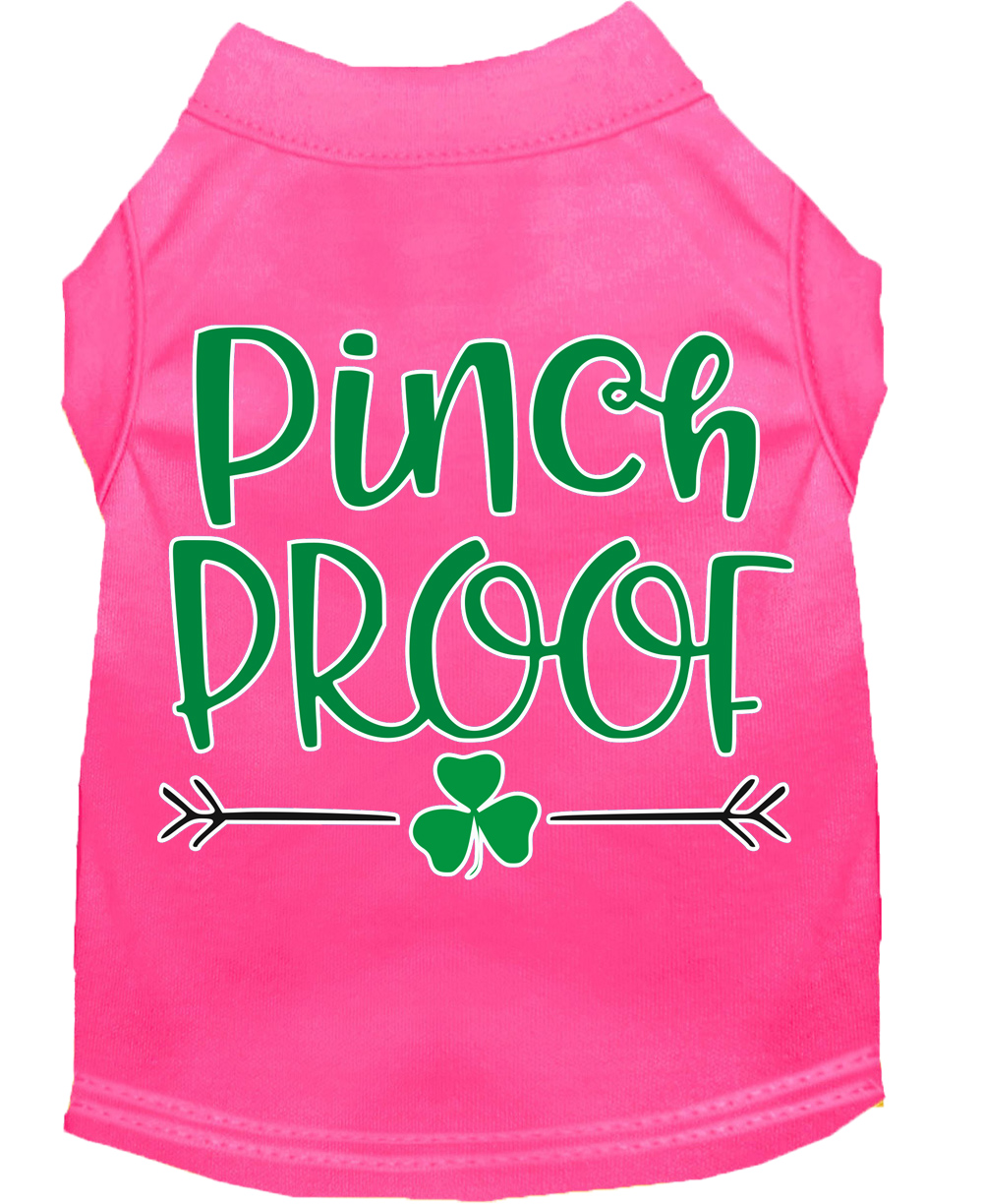 Pinch Proof Screen Print Dog Shirt Bright Pink Lg